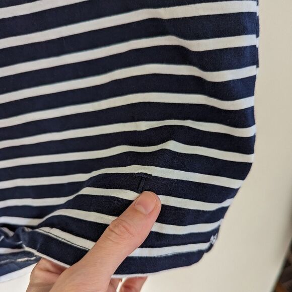 Alexander Wang Navy blue white striped rolled short sleeve T-shirt S Small - Picture 5 of 5